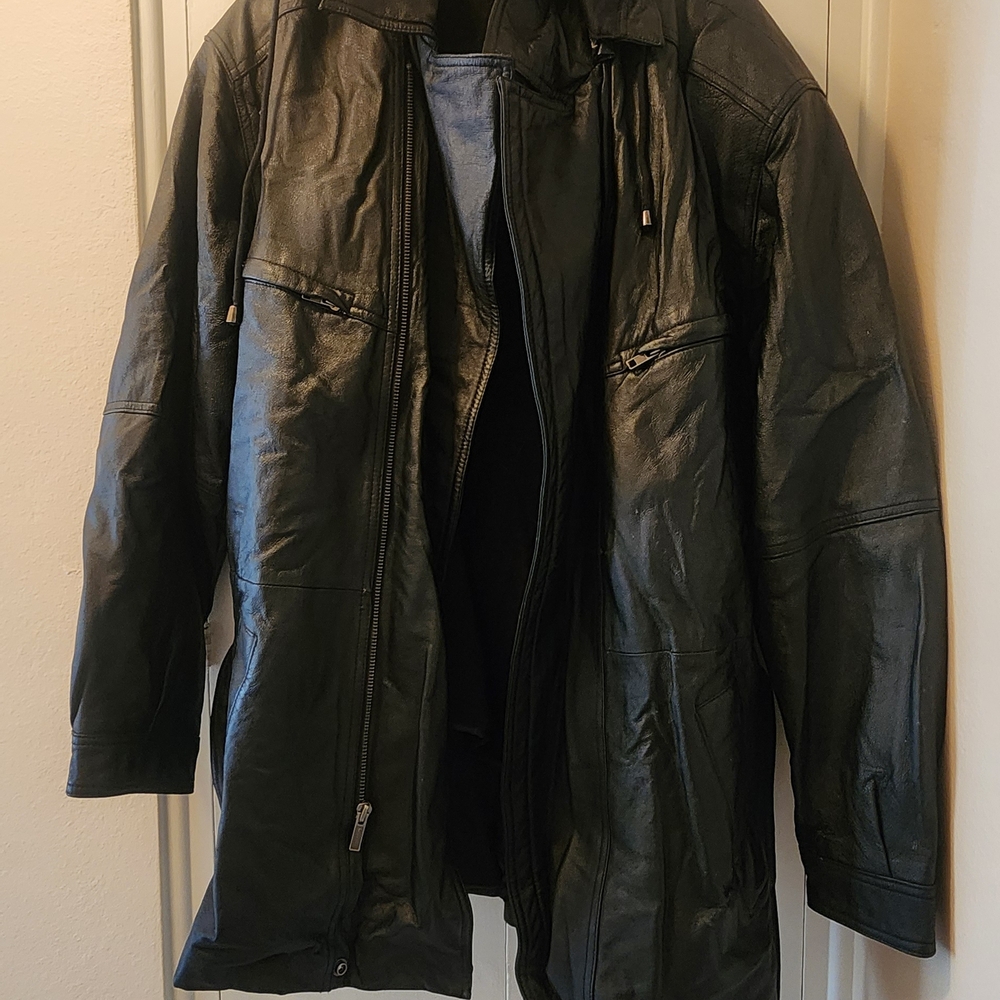 Men's Black Wilson Leather Hooded Jacket